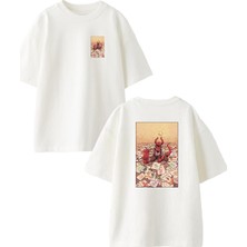 Nmg Tekstil Beyaz Oversize Pamuk Kağıtlar Oda Şeytan Varlık Ön Arka Baskılı Örme T-Shirt