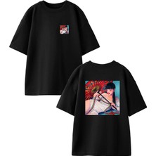 Nmg Tekstil Siyah Oversize Pamuk Çinli Kleopatra Ön Arka Baskılı Örme T-Shirt