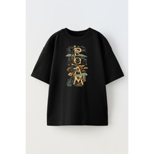 Nmg Tekstil Siyah Oversize Pamuk Roam Baskılı Örme T-Shirt