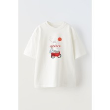 Nmg Tekstil Beyaz Oversize Pamuk Mısırcı Istihbarat Baskılı Örme T-Shirt