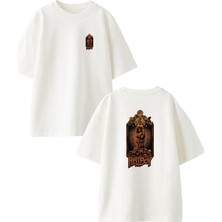 Nmg Tekstil Beyaz Oversize Pamuk Hell Boy Ön Arka Baskılı Örme T-Shirt