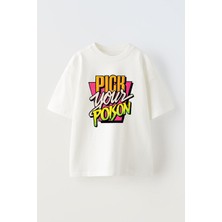 Nmg Tekstil Beyaz Oversize Pamuk Pick Poison Baskılı Örme T-Shirt