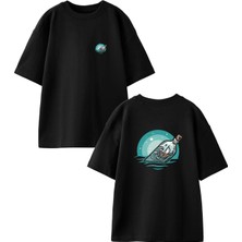 Nmg Tekstil Siyah Oversize Pamuk Dilek Şişesi Ön Arka Baskılı Örme T-Shirt