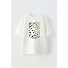 Nmg Tekstil Beyaz Oversize Pamuk Good Yazı Baskılı Örme T-Shirt