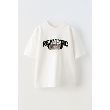 Nmg Tekstil Beyaz Oversize Pamuk Realistic Baskılı Örme T-Shirt