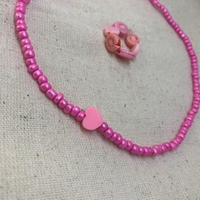 Trend Vitrin Pembe Kalp Kolye ve Sahil Kabuk Yüzük Set