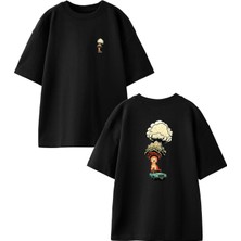 Nmg Tekstil Siyah Oversize Pamuk Bombalanan Araba Ön Arka Baskılı Örme T-Shirt