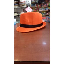 Salar Ticaret Çocuk Turuncu Renk Fötr Şapka Unisex Model 54 cm