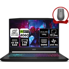 Msı Katana 17 B12VFK-1031XTR-A13 I5-12450H 48GB Ddr5 1tb SSD 8gb RTX4060 17.3" Fhd 144Hz Freedos Gaming (Oyuncu) Notebook & Anzar Mouse