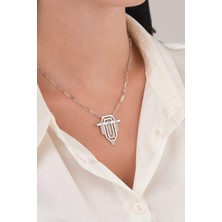TMT Silver Gümüş Rodyumlu Beyaz Zirkon Taşlı  Serenay Kolye