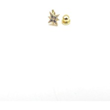 Gold Piedra Taşlı Yıldız Modeli 14 Ayar Altın Tragus Küpe