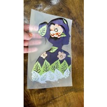 Gönülden Tasarım Ütü Ile Yapışan Çiçekli Kız Arma Tişört Kot Kumaş Baskı 24X15 cm