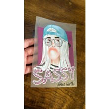 Gönülden Tasarım Ütü Ile Yapışan Sakınlı Kız Transfer Baskı Kot Kumaş Baskı Arma 19X13 cm