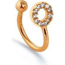Kuyumcudükkanı Kuyumcudukkanitaşlı Yuvarlak Modeli Rose Renk Trend"earcuff"küpe