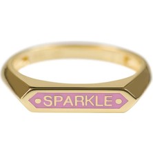 Kuyumcudükkanı Beyaz Renk Mineli "sparkle" Mesaj Yeni Trend Yüzük