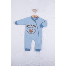 Candar 3-12 Ay Erkek Bebek Tulum Persona Bear Nakış Mavi