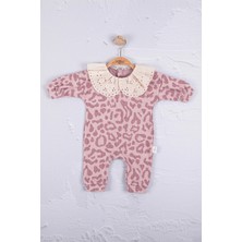Candar 3-6-9-12 Ay Kız Bebek Tulum Leopar Dama Desenli %100 Pamuk Mor