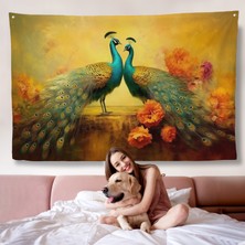 Harita Sepeti Tavus Kuşları Duvar ÖRTÜSÜ-7206