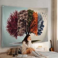 Harita Sepeti Dört Mevsim Ağaçlar Duvar ÖRTÜSÜ-7226