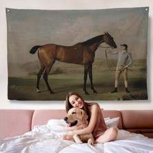 Harita Sepeti George Stubbs'un Uzun Bacaklı At ve Jokeyi Duvar Örtüsü - Molly Long-Legs With Her JOCKEY-7012