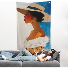 Harita Sepeti Güzel Retro Kadın Duvar ÖRTÜSÜ-7557