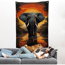 Harita Sepeti Yürüyen Fil Duvar ÖRTÜSÜ-7895