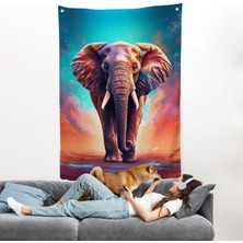 Harita Sepeti Yürüyen Fil Duvar ÖRTÜSÜ-7546