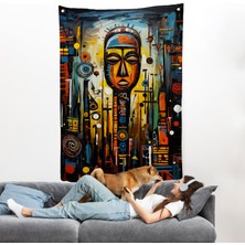 Harita Sepeti Afrika Motifli Duvar ÖRTÜSÜ-7692