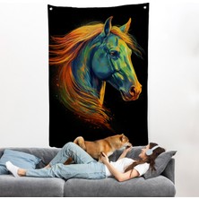 Harita Sepeti Renkli Soyut At Duvar ÖRTÜSÜ-7550