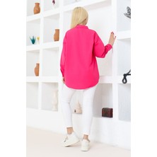 Nacar Çarşı Kadın Düz Renk Keten Rahat Kesim Oversize Uzun Basic Gömlek