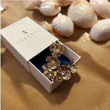 Asteria Jewelry Çiçekli Gold Zirkon Taşlı Kadın Halka Küpe