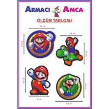 Armacı Amca Ütü Ile Yapışan 4 Adet Örme Kumaş Arma Yırtık Kapatıcı Pratik Yama Tekstil Patch Kırmızı Çizgi Oyun Kahramanı