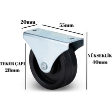 DS Yapı Sabit Tabanlı Masa Tekeri Sehpa ve Dolap Tekeri (Teker Çapı:28 mm Yükseklik:40 mm)