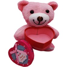 Sarego Kalp Kutu Peluş Ayıcık Tatlı Şirin Romantik Aşk Paketi Sürpriz Yumoş Sevgi Kutusu Özel Gün Hediyesi