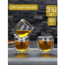 Jet’s Home 3’lü Set Espresso Bardağı  80 ml Kahve Bardağı Çift Cidarlı Bardak Viski Bardağı