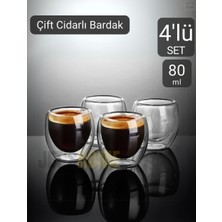 Jet’s Home 4’lü Set Espresso Bardağı  80 ml Kahve Bardağı Çift Cidarlı Bardak Viski Bardağı