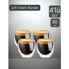 Jet’s Home 4’lü Set Espresso Bardağı  80 ml Kahve Bardağı Çift Cidarlı Bardak Viski Bardağı