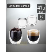 Jet’s Home 4’lü Set Espresso Bardağı  80 ml Kahve Bardağı Çift Cidarlı Bardak Viski Bardağı