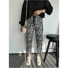 Monde Butik Beli Lastikli Leopar Desen Pantolon