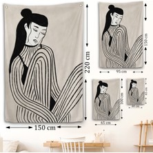 Harita Sepeti Handdrawn Oturan Kadın Duvar ÖRTÜSÜ-7981