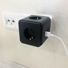 Maygi Store Isıya Dayanıklı Termal Akım Korumalı ve Çocuk Korumalı 3 Priz Girişli 3 USB Girişli Küp Priz