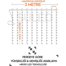 Suled Perde LED 3x3 Metre Kumandalı 8 Mod Ambiyans Ayarlabilir Boy Dekor Mikro LED Işık