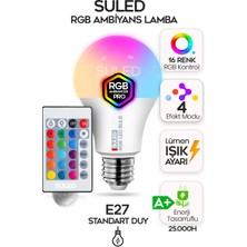 Suled Rgb LED Ampül Kumandalı Ambiyans Aydınlatma Tasarruflu Lamba Renk Değiştiren LED Işık