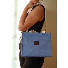 Casual Bag Kadın Denim Görünümlü Spor Bez Çanta