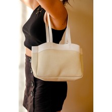 Casual Bag Keten Kumaş Makyaj Çantalı Kadın El ve Omuz Çantası
