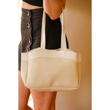Casual Bag Keten Kumaş Makyaj Çantalı Kadın El ve Omuz Çantası