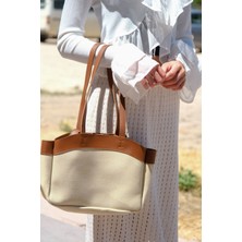 Casual Bag Keten Kumaş Makyaj Çantalı Kadın El ve Omuz Çantası