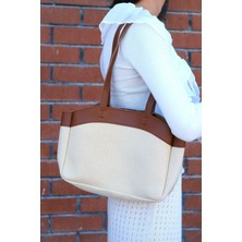 Casual Bag Keten Kumaş Makyaj Çantalı Kadın El ve Omuz Çantası