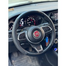 İmza Fiat Egea 2020-2024 Araca Özel Dikmeli Direksiyon Kılıfı (Soft Nokta Mikrofiber 5d Carbon)