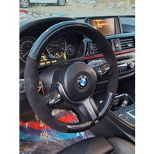 İmza Bmw F30 Araca Özel Dikmeli Direksiyon Kılıfı (Tüylü Alcantra 5d Mikrofiber Carbon)